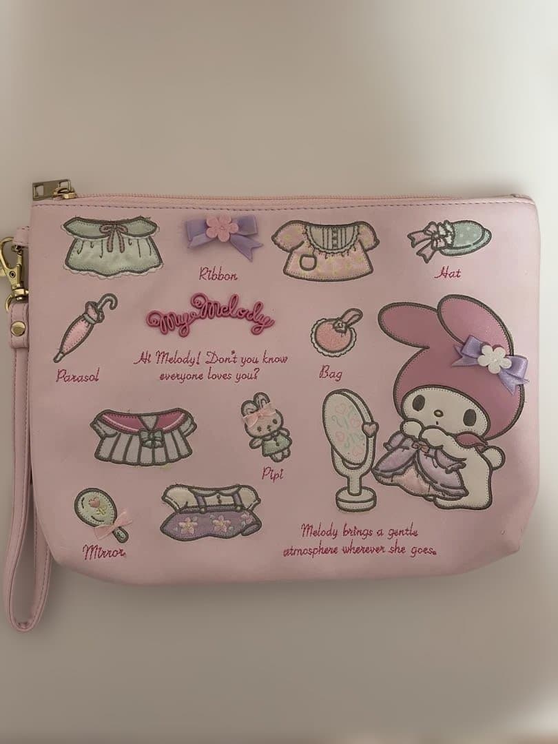 My Melody 大きめポーチ ピンクきせかえマイメロ⚠️破れあり