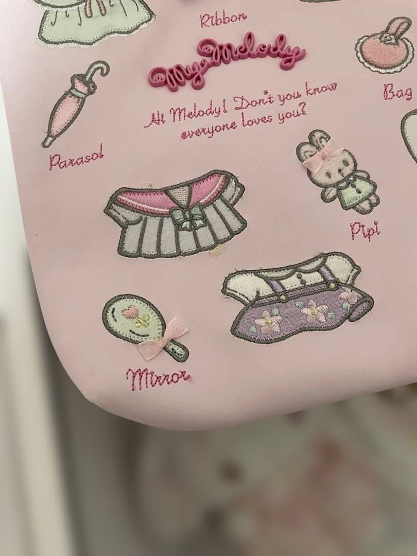 My Melody 大きめポーチ ピンクきせかえマイメロ⚠️破れあり