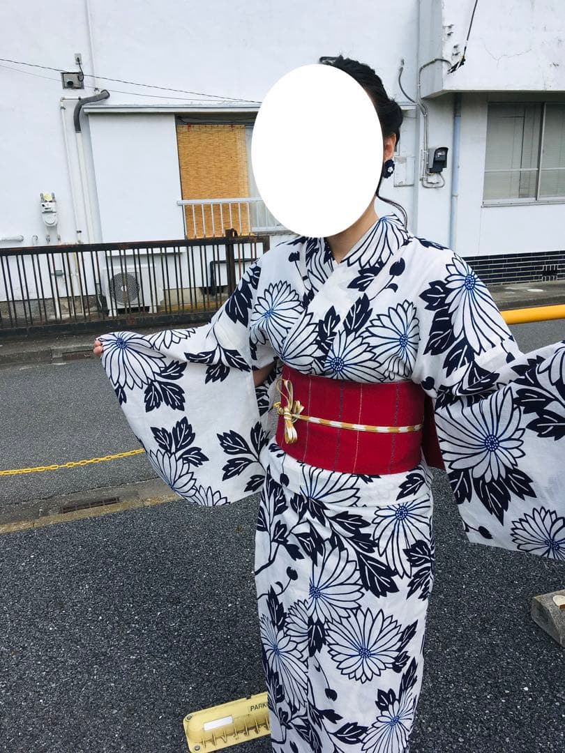 ふりふ 浴衣&帯セット「そしてゆめ」菊柄 綿100％