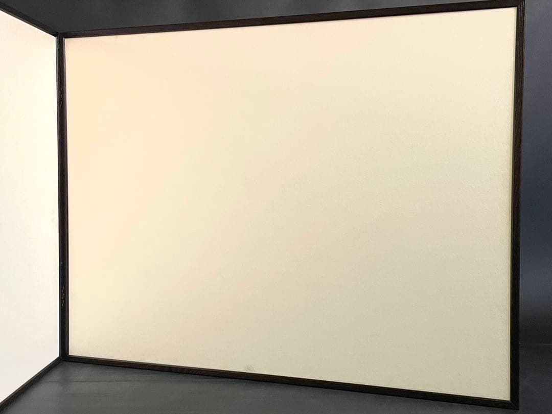 【美品】「母」 雲鵬 鳥の子 両面開き 風炉先屏風 総張 桑縁 紙箱（206④）