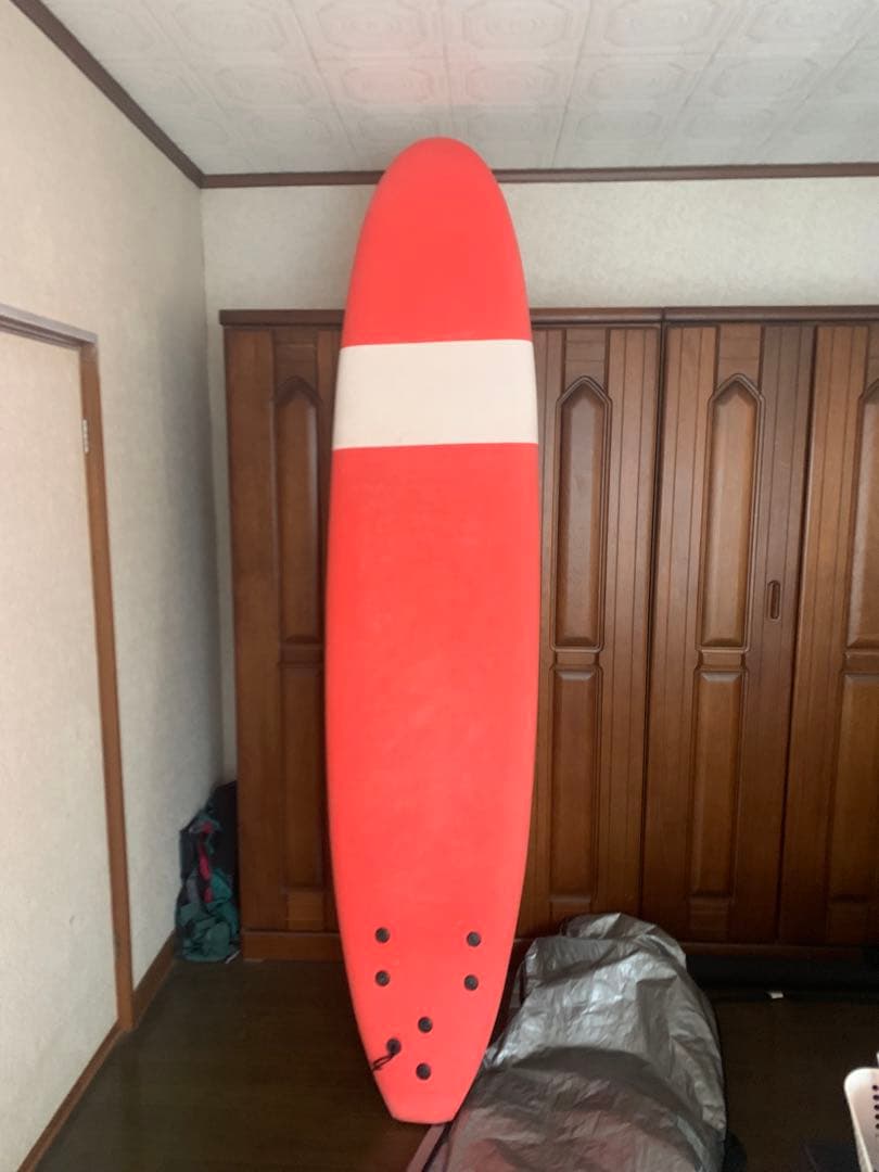 【いそこ波平】ロングボード サーフボード オレンジと白