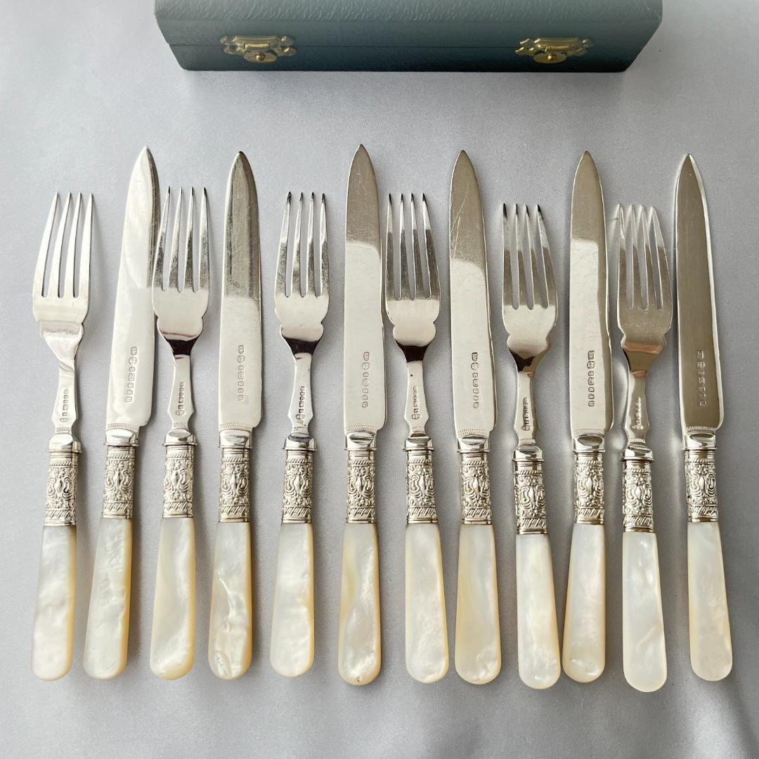 【Harrison Fisher】【白蝶貝】デザートセット ナイフ/フォーク