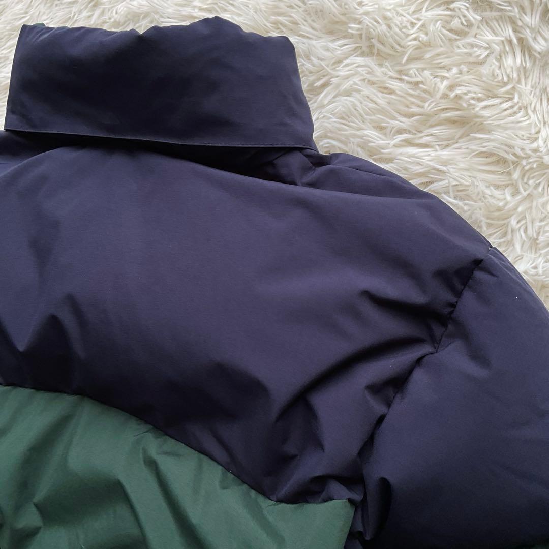 美品✨FTC 700FP ダウンジャケット　ボーダー柄　リバーシブル　L 紺×緑