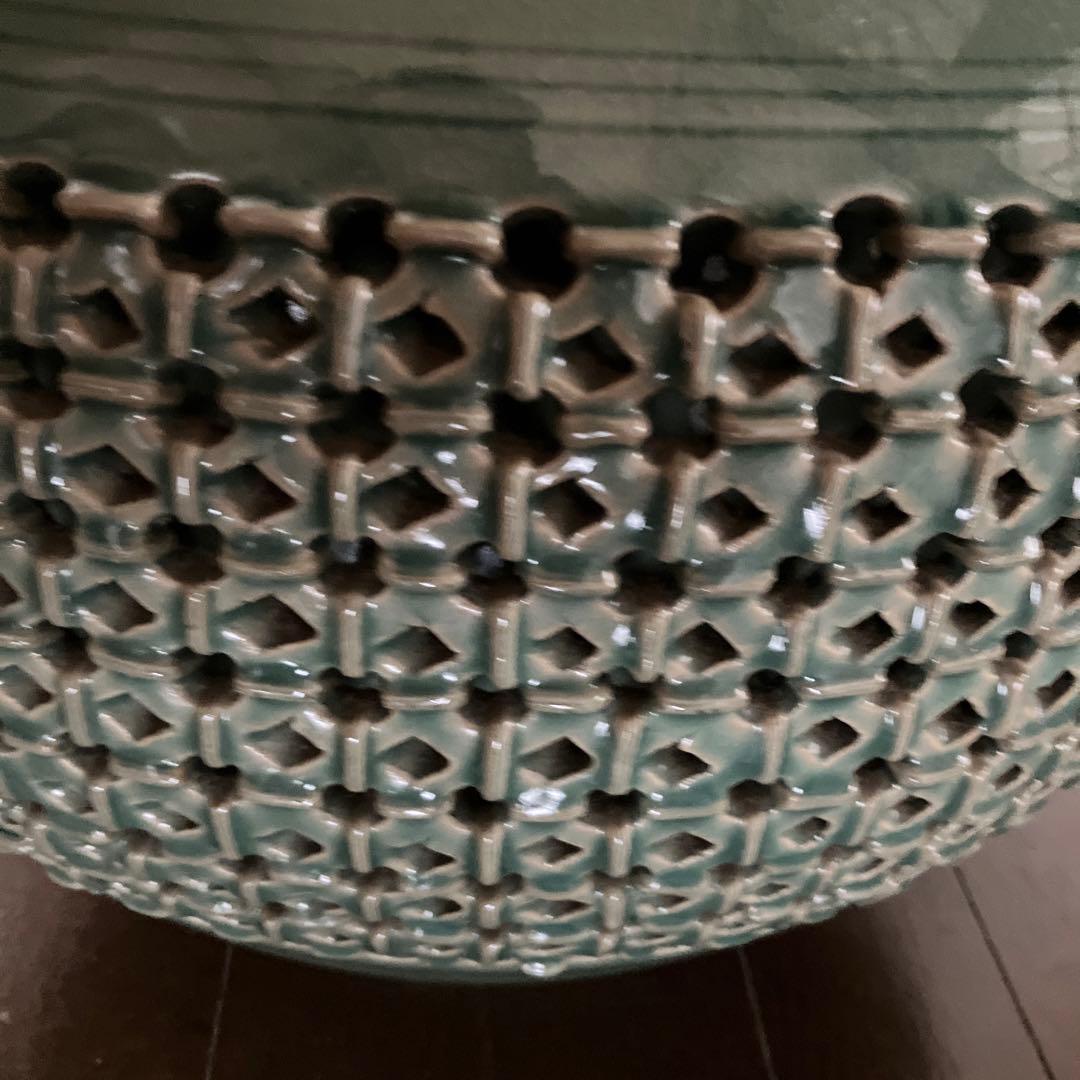 ★2月限定特価【希少•美品】在銘青山作　高麗青磁 特大飾り壺