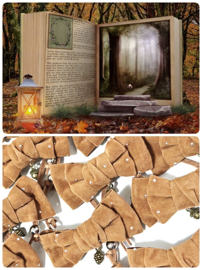 業務用トリミンチョーカー　秋色リボン　70個　11月どんぐり松ぼっくりチャーム