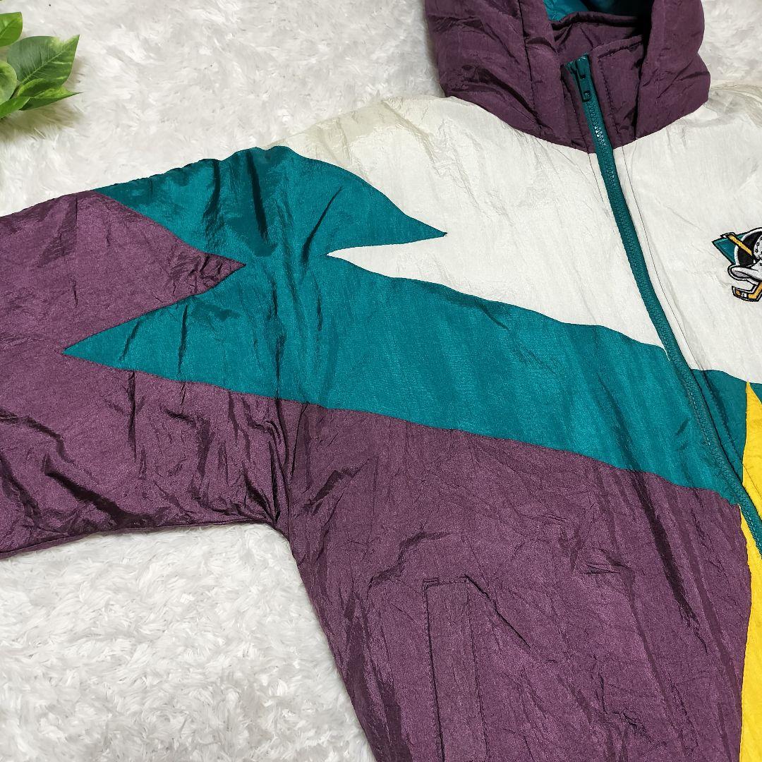 FANS NHLマイティーダックス中綿ナイロンジャケットパーカー　ヴィンテージ