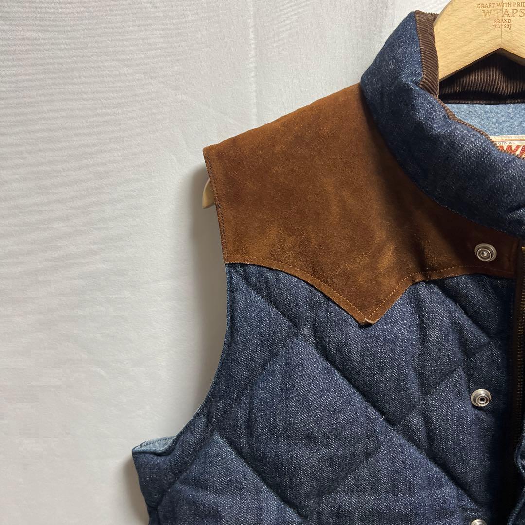 SUGAR CANE レザーヨーク デニムダウンベスト　キルティング　インディゴ