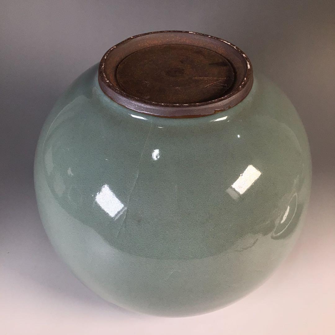 Ｍ２４６　水指　『椿窯　五島哲造』『蕨釉水指』　共箱　茶道具