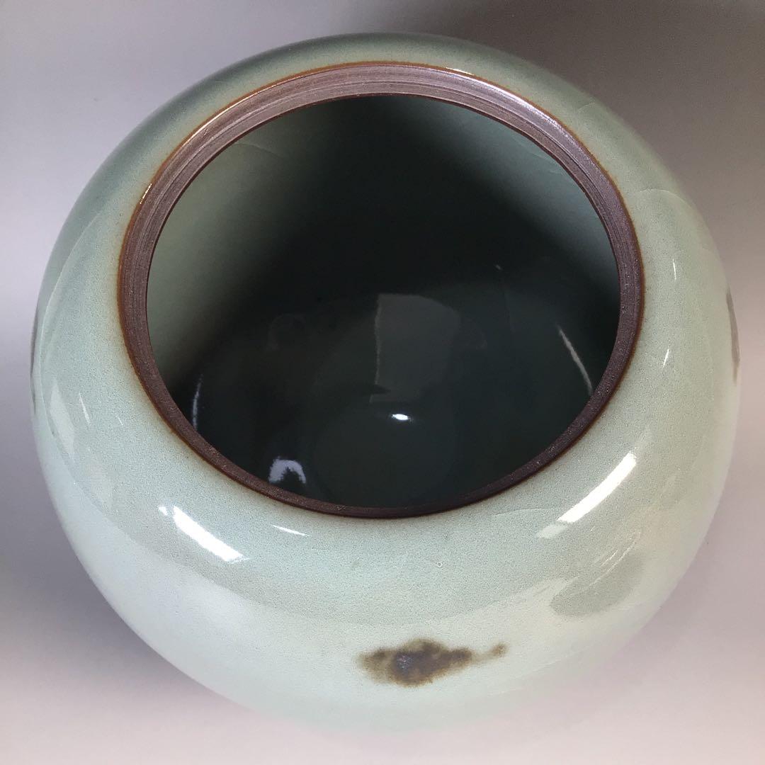 Ｍ２４６　水指　『椿窯　五島哲造』『蕨釉水指』　共箱　茶道具