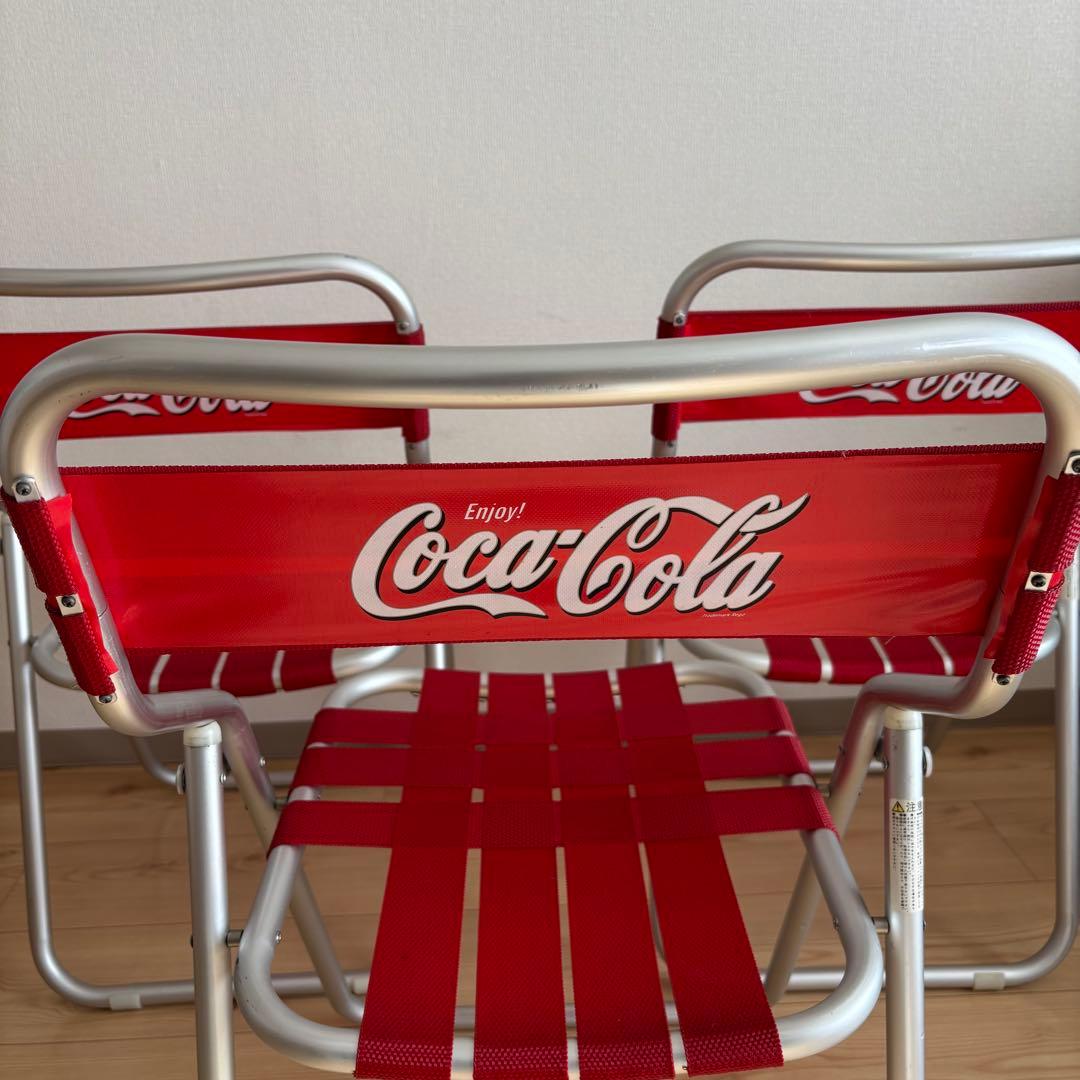 コカコーラ　 折りたたみチェア 赤　パイプイス　ヴィンテージ　3脚セッ