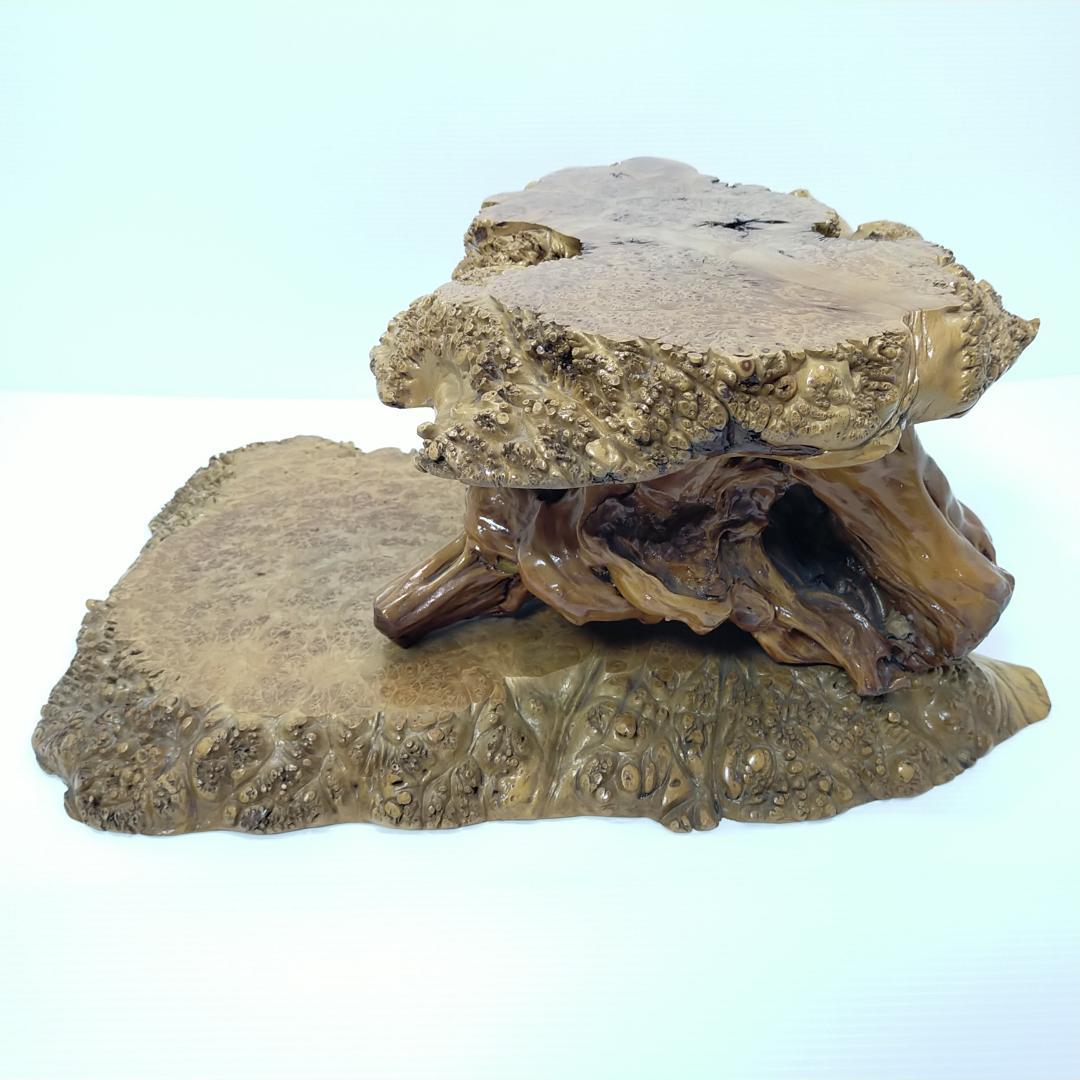 木の根 飾り台 W56cm 高級 花台 豪華 2段 盆栽卓 根卓 飾台 盆栽