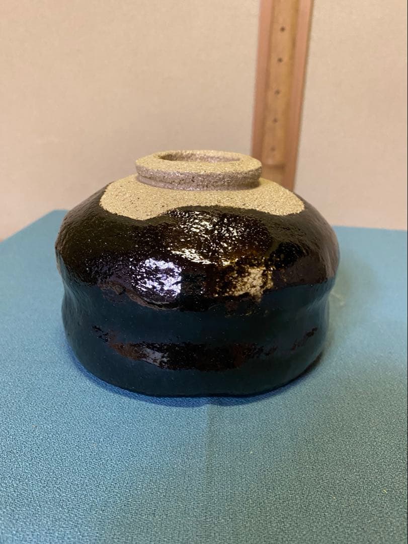 【本日限定】茶道具/黒茶碗　小川長楽 『黒 松声』 鵬雲斎書付 共箱