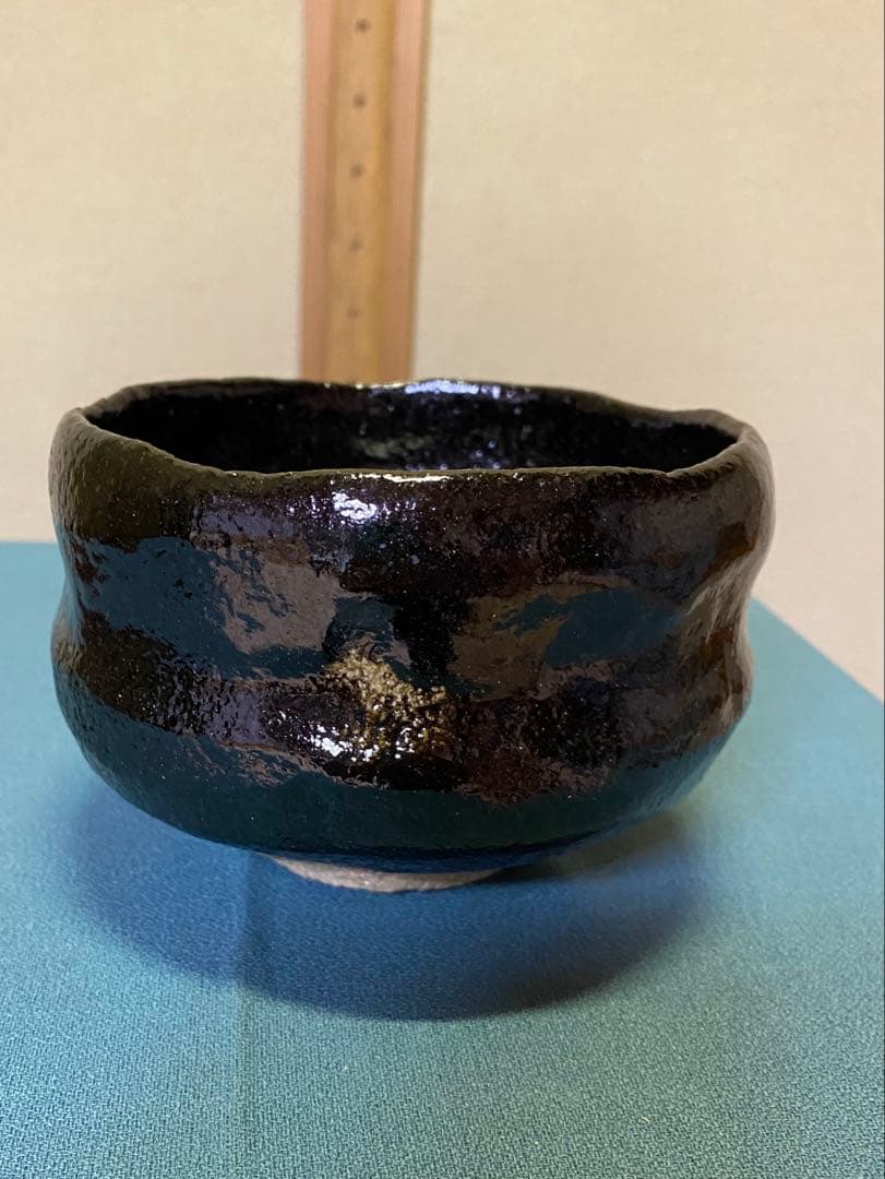 【本日限定】茶道具/黒茶碗　小川長楽 『黒 松声』 鵬雲斎書付 共箱