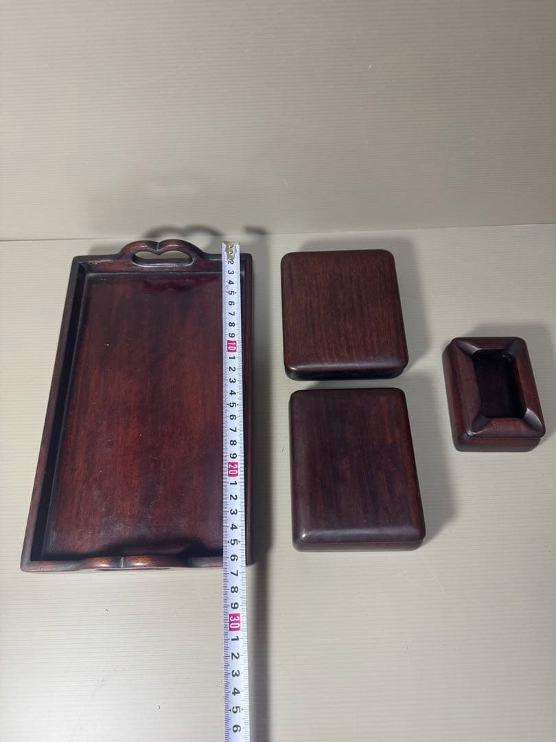 2100  唐木　煎茶盆1客　木箱3客　時代物