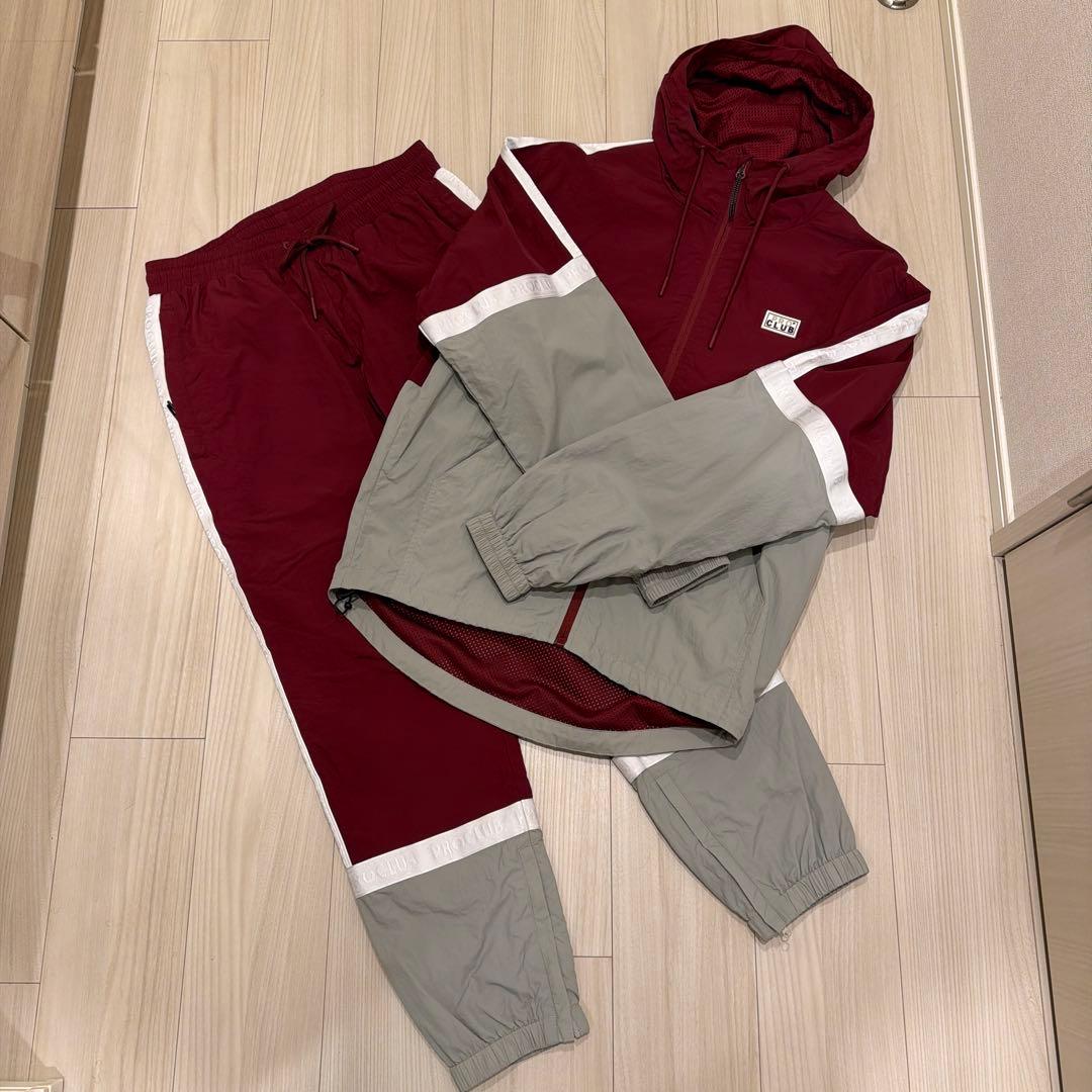 PRO CLUB ナイロンジャケット セットアップ バーガンディー