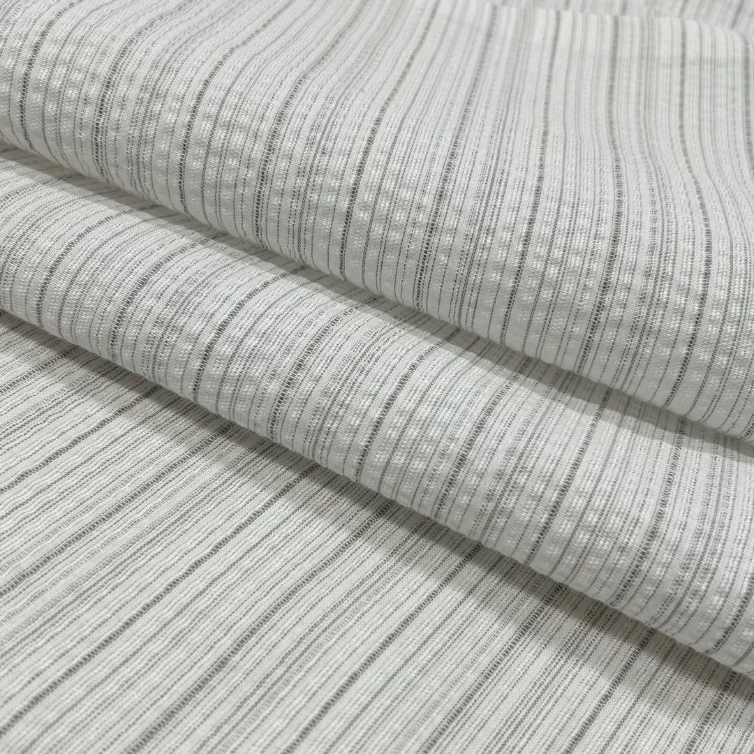 古典しじら織　浴衣　綿 粋な夏着物 縞柄　半幅帯　麻の葉　2点 0725③