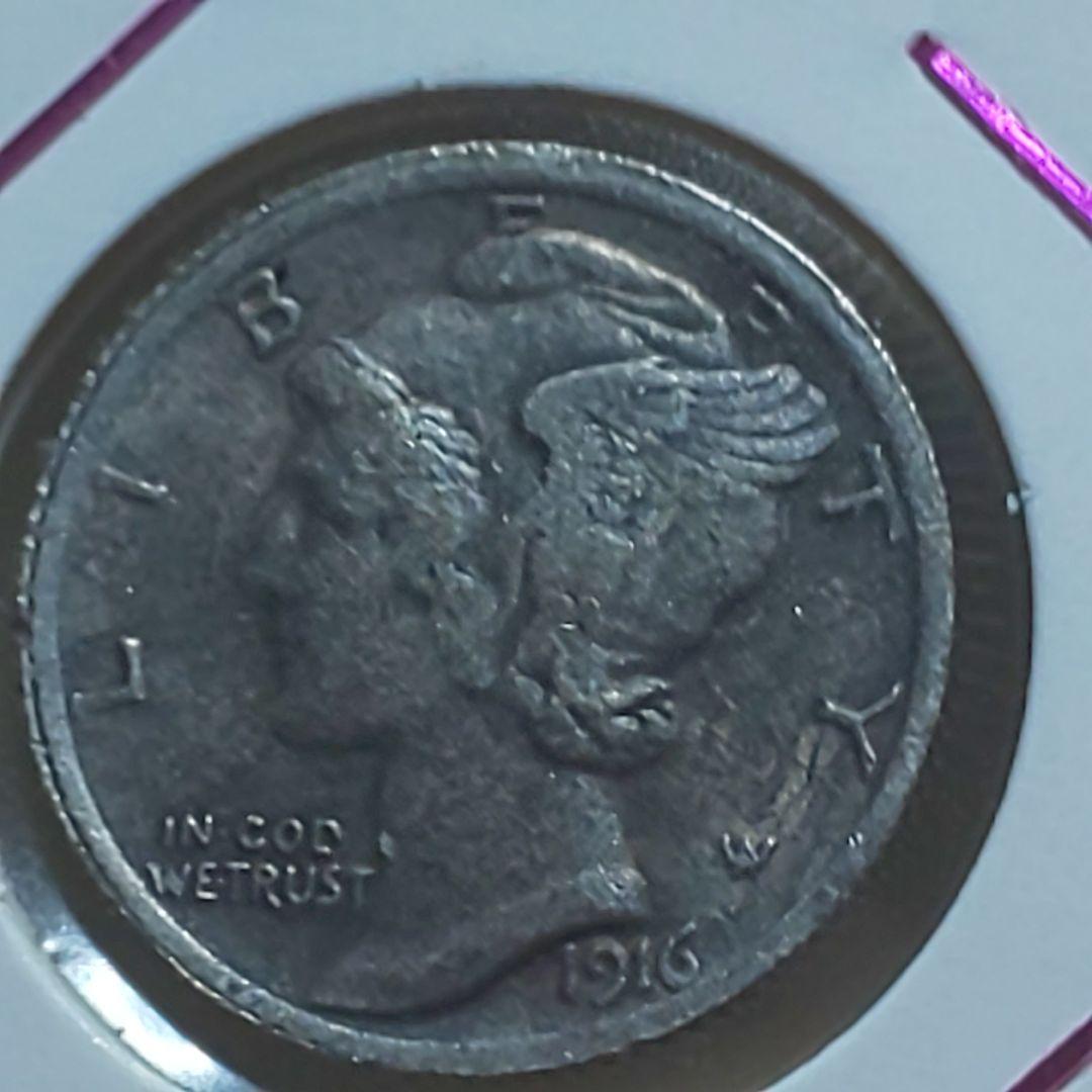 「1916年-D」 マーキュリー銀貨【激レア】【美品】