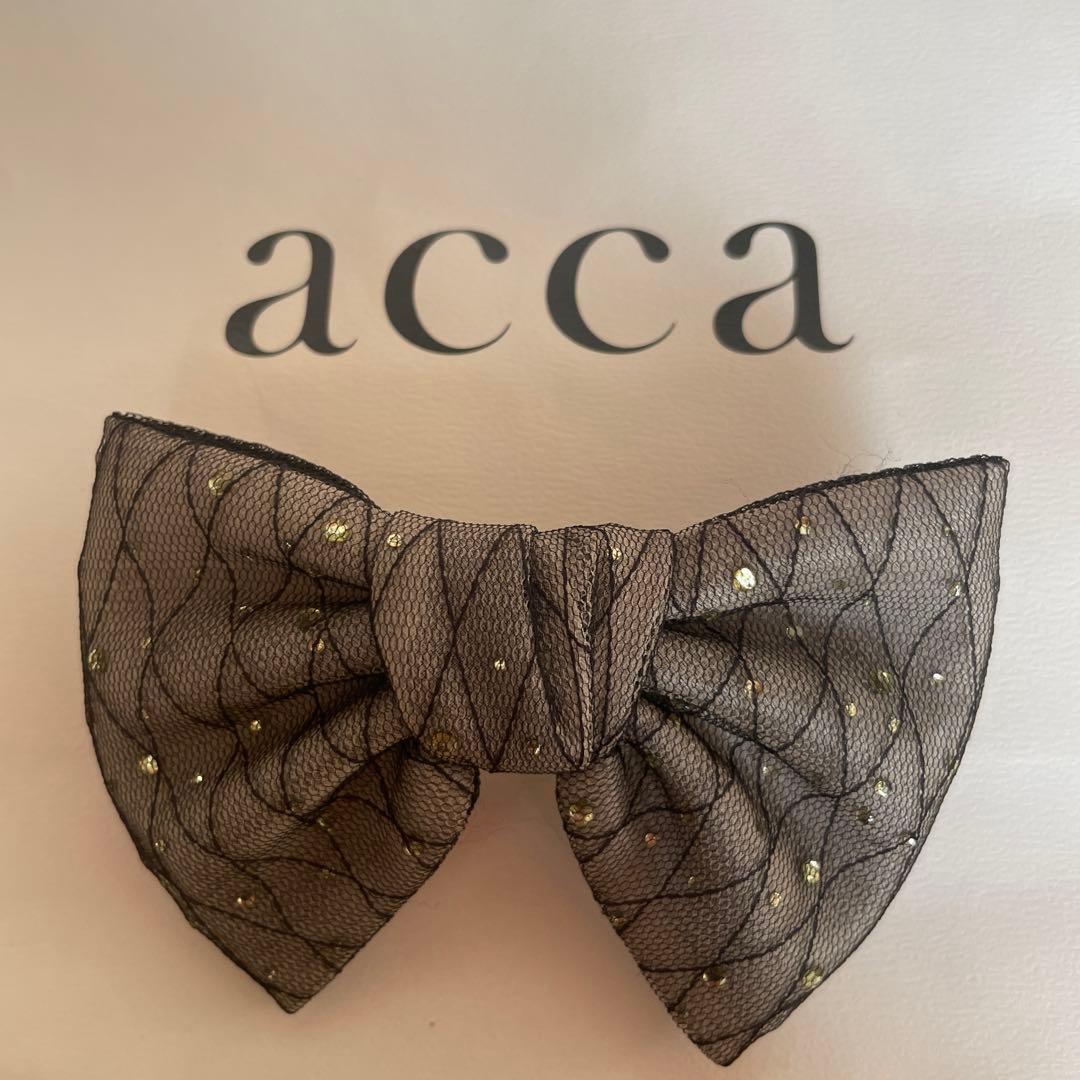 アッカ　クリップ　バレッタ　リボン　レース　ブラック　新品未使用