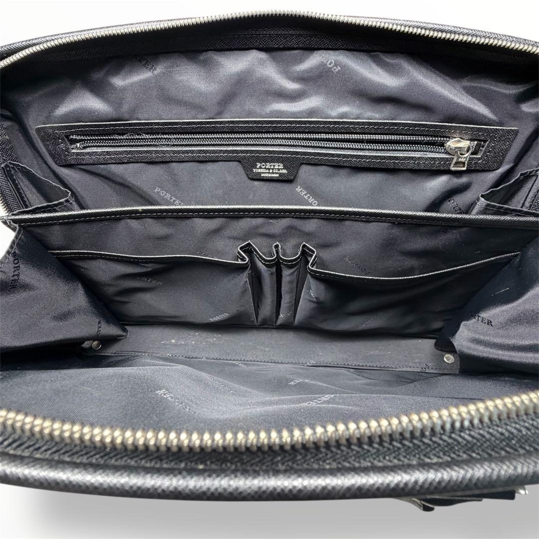 美品 PORTER アベニュー レザー ブリーフケース ビジネスバッグ ブラック