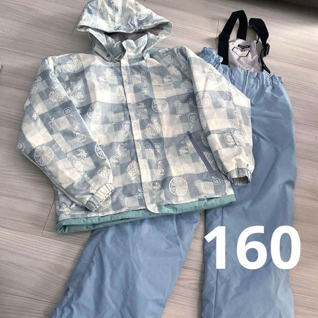 ２回着用品　フルーツ、とり柄　キッズ160cmスキーウェア