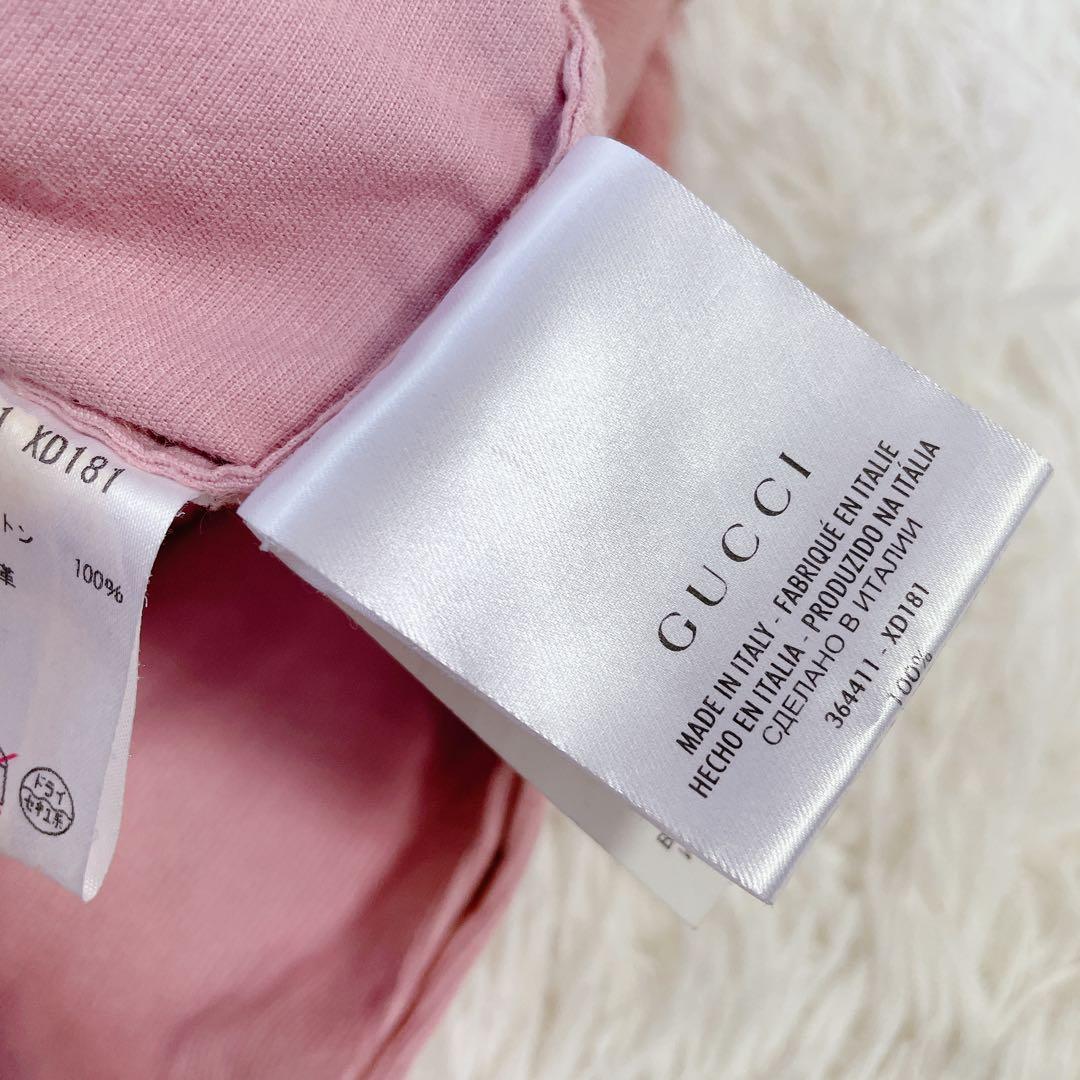 GUCCI グッチ　コーデュロイ　胸元フリル　膝丈長袖ワンピース　ピンク　36