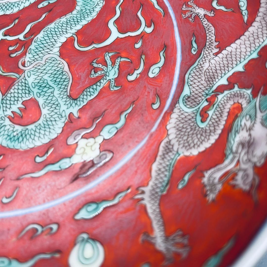 康熙官窯 五彩 五爪龍 平皿 景徳鎮 陶磁器 中国美術