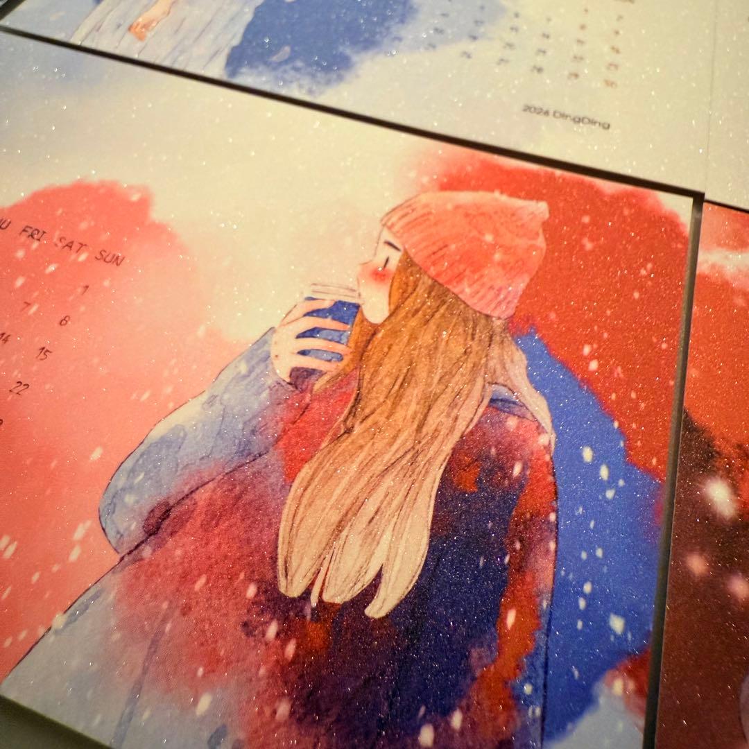 新品　DINGDING　カレンダー　PET霧面型抜きタイプ　マスキングテープ8巻