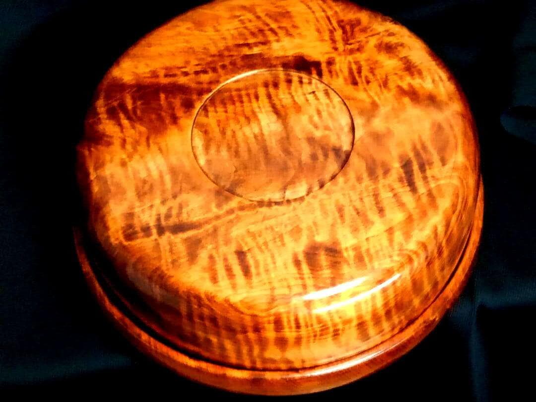 ♥天然木　刳り貫き　虎杢　茶櫃　ちゃびつ　骨董　古玩