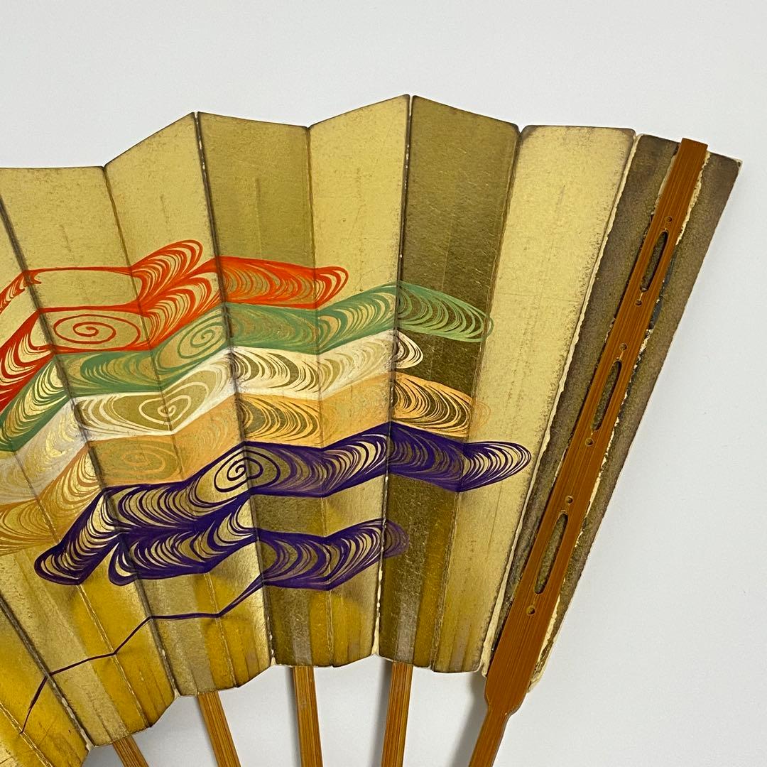 【51】舞扇子 十松屋福井扇鋪 紙箱 袋付 金赤緑青紫オレンジ白 霞雲