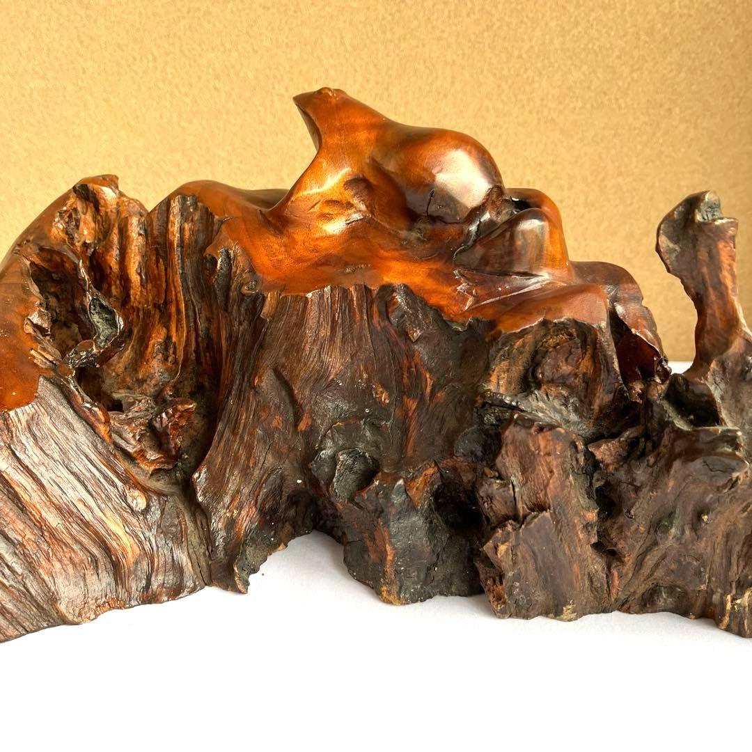 天然木　カエルの彫刻　流木　インテリア装飾　彫刻　美術品　骨董　幅60㎝　カエル