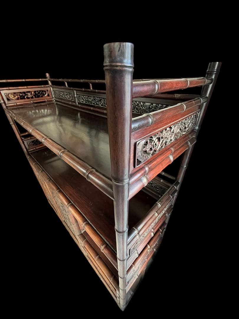 最高級 大阪唐木指物 紫檀 茶棚 茶箪笥 飾り棚 サイドボード キャビネット