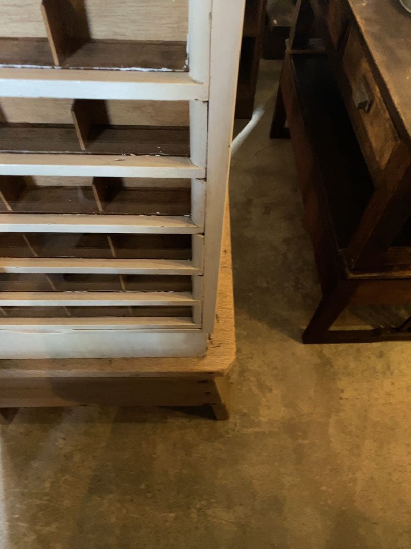 糸収納棚　木製　ガラス　アンティーク　古家具