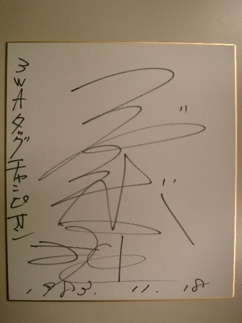 ジャンボ堀　全日本プロレス３WAタッグチャンピョン●直筆サイン色紙