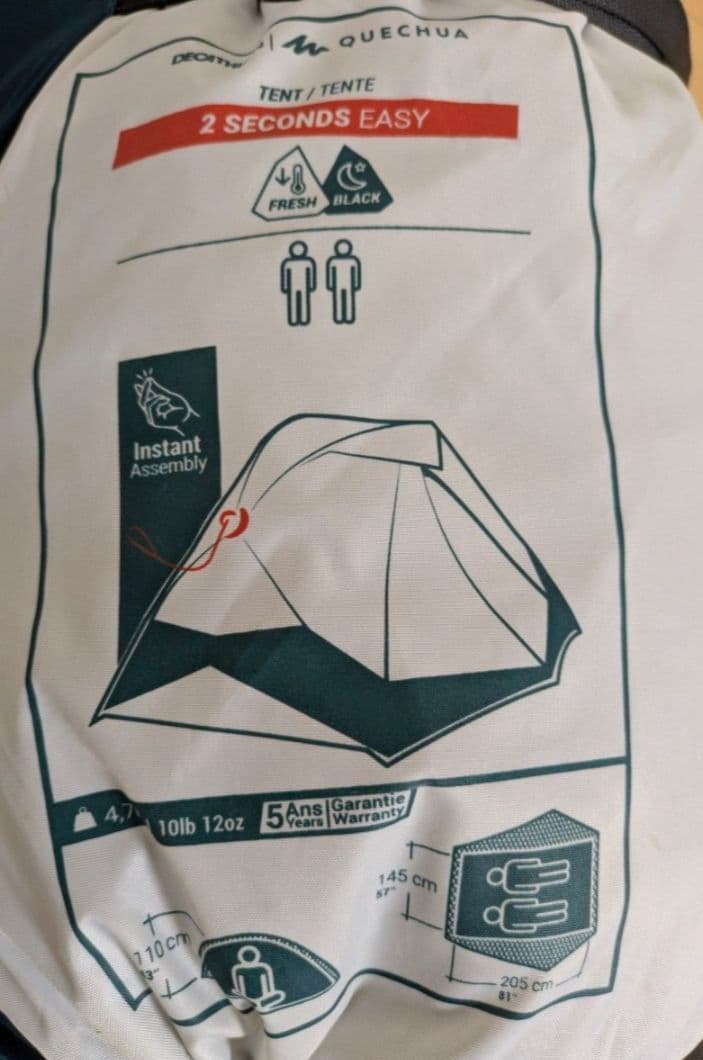 QUECHUA テント 2 SECONDS EASY FRESH&BLACK