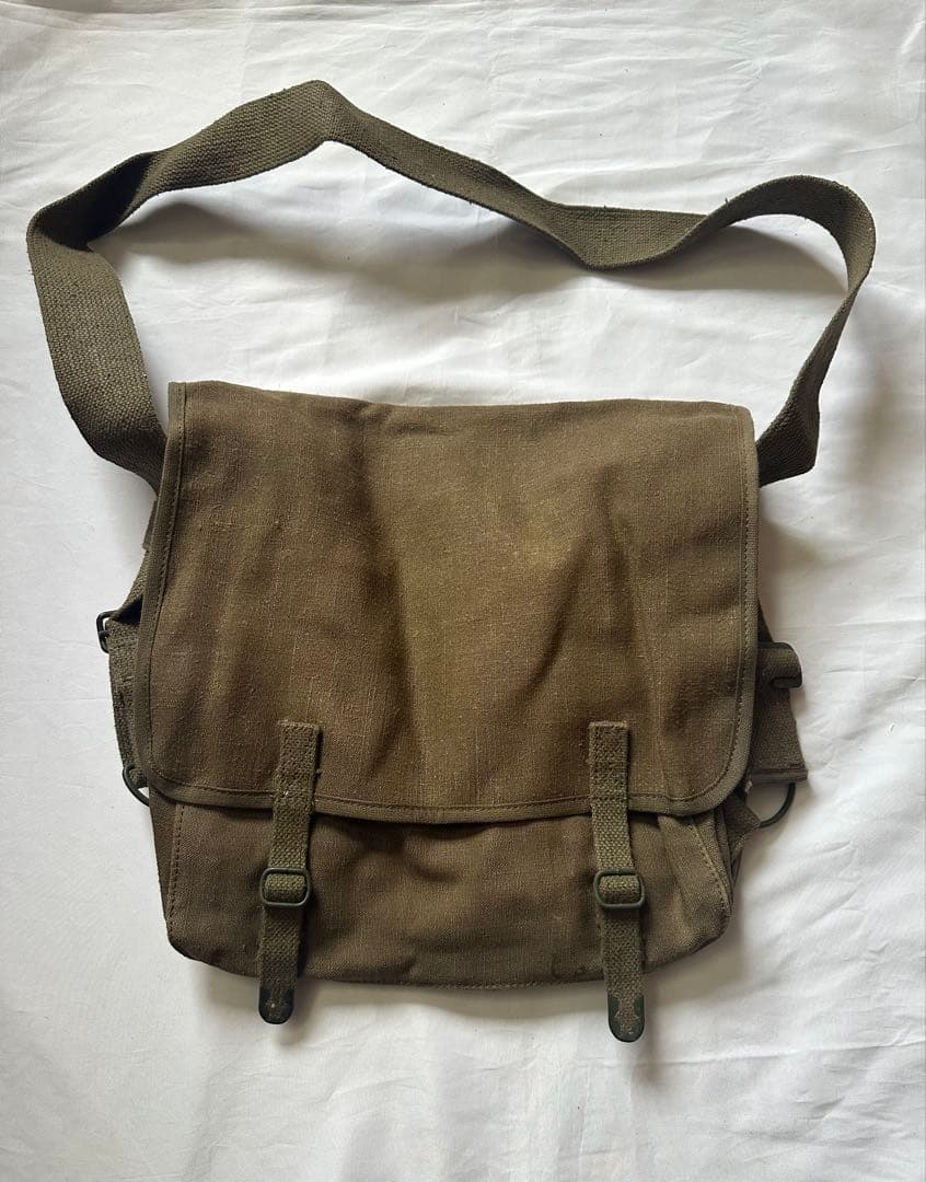 ビンテージ フランス軍 TTA コットンリネン ショルダーバッグ メッセンジャー