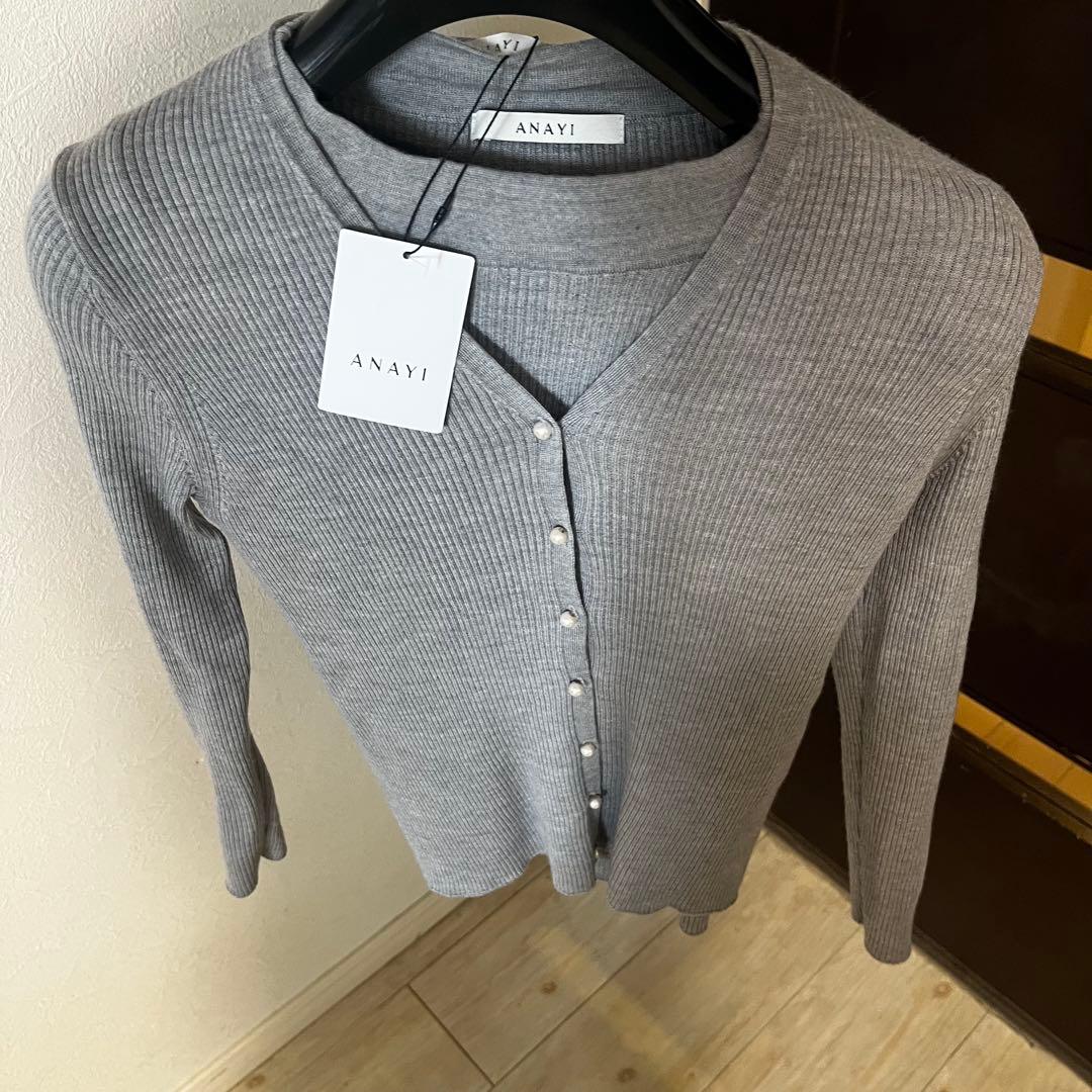 新品☆ ANAYI パール釦リブニット　セットアップ/セオリー、23区、ロペ
