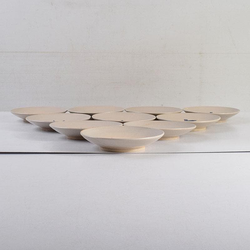 犬山焼　犬山本窯　尾関作十郎造　染付　八十翁　銘々皿　十客　共箱　C　8891D