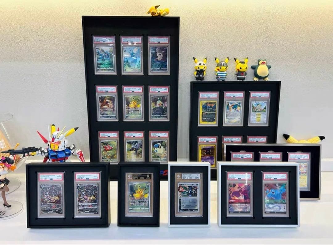 PSA鑑定用ケース　ディスプレイケース　アルミ製　両面透明　壁掛け・卓上 横6連