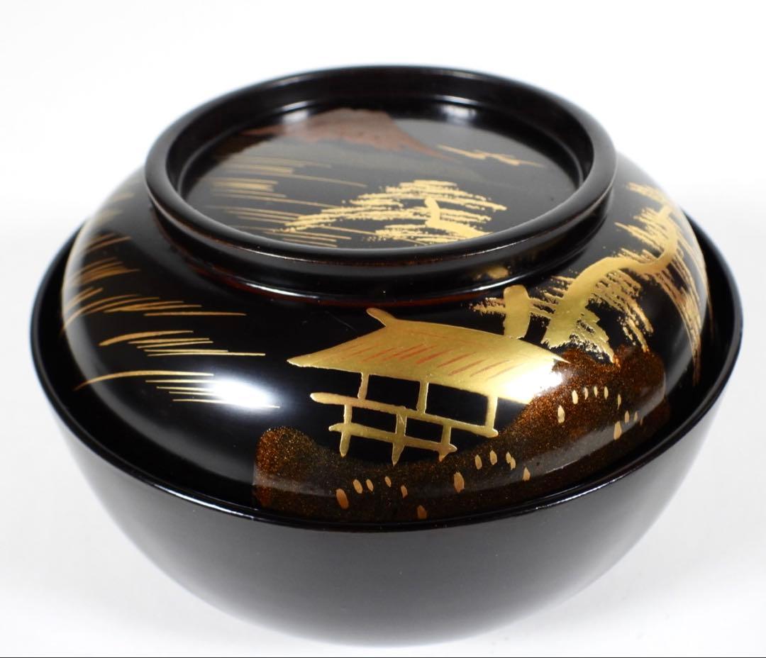 輪島塗 金時絵 富士風景紋 吸物椀 10客御節料理 お正月料理 茶懐石道具