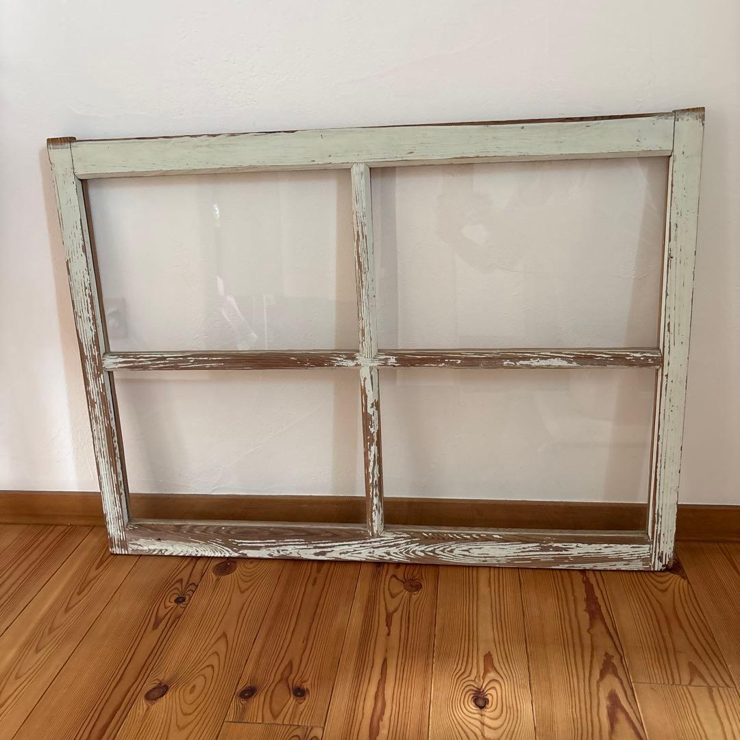 アンティーク　昭和レトロ 木製 建具 格子窓 ガラス戸 1枚 古民家