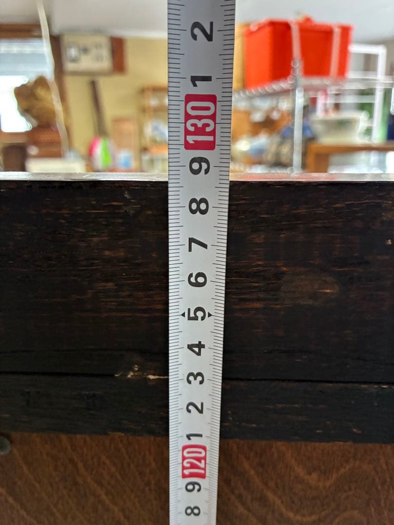 ビンテージ ガラスキャビネット ダークブラウン　猫脚