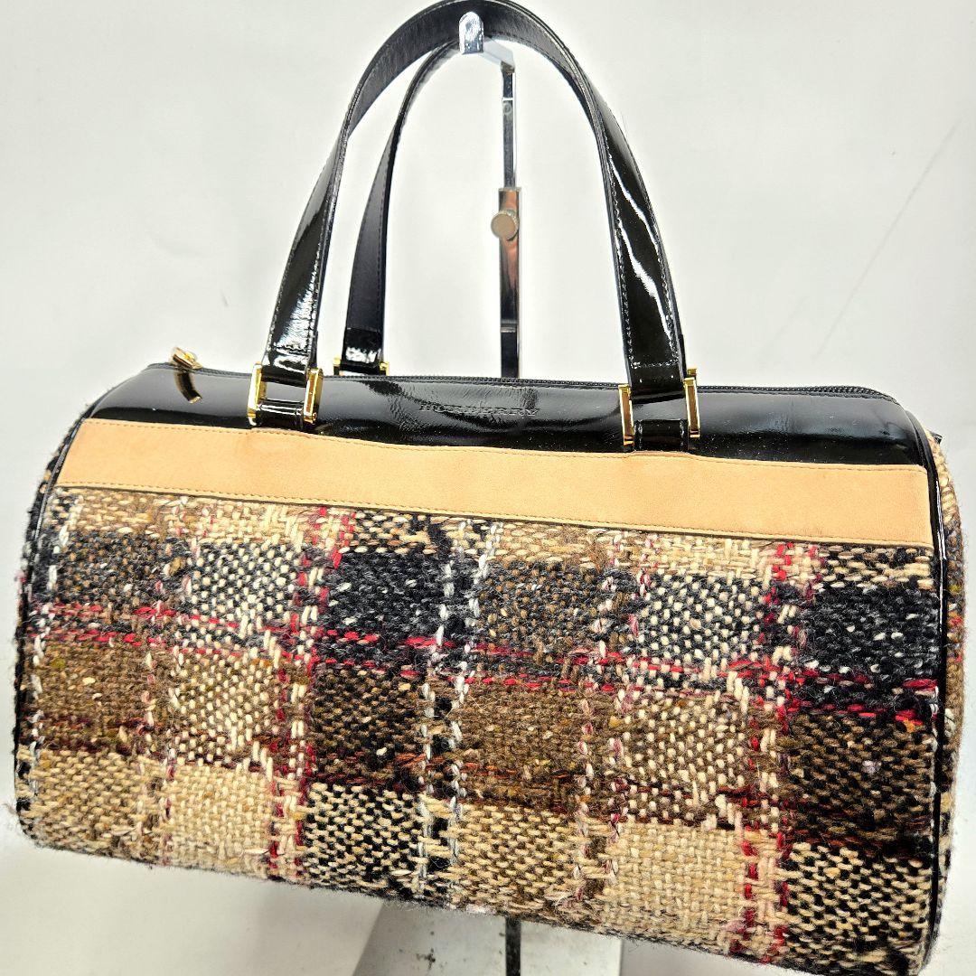美品激レア BURBERRY ツイード ミニボストンバッグ ノバチェック