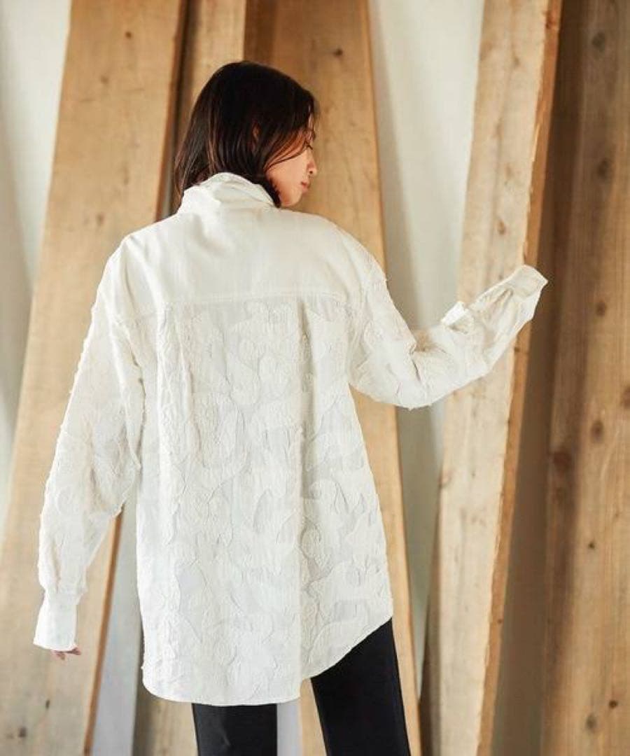 美品♪サラマリカ　コットンリネンパッチビッグシャツ　刺繍　オーバーサイズ　綿麻