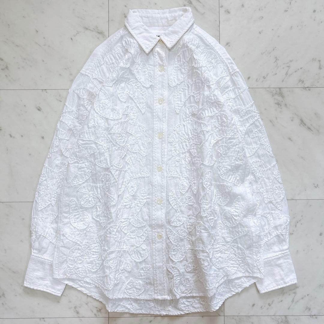 美品♪サラマリカ　コットンリネンパッチビッグシャツ　刺繍　オーバーサイズ　綿麻