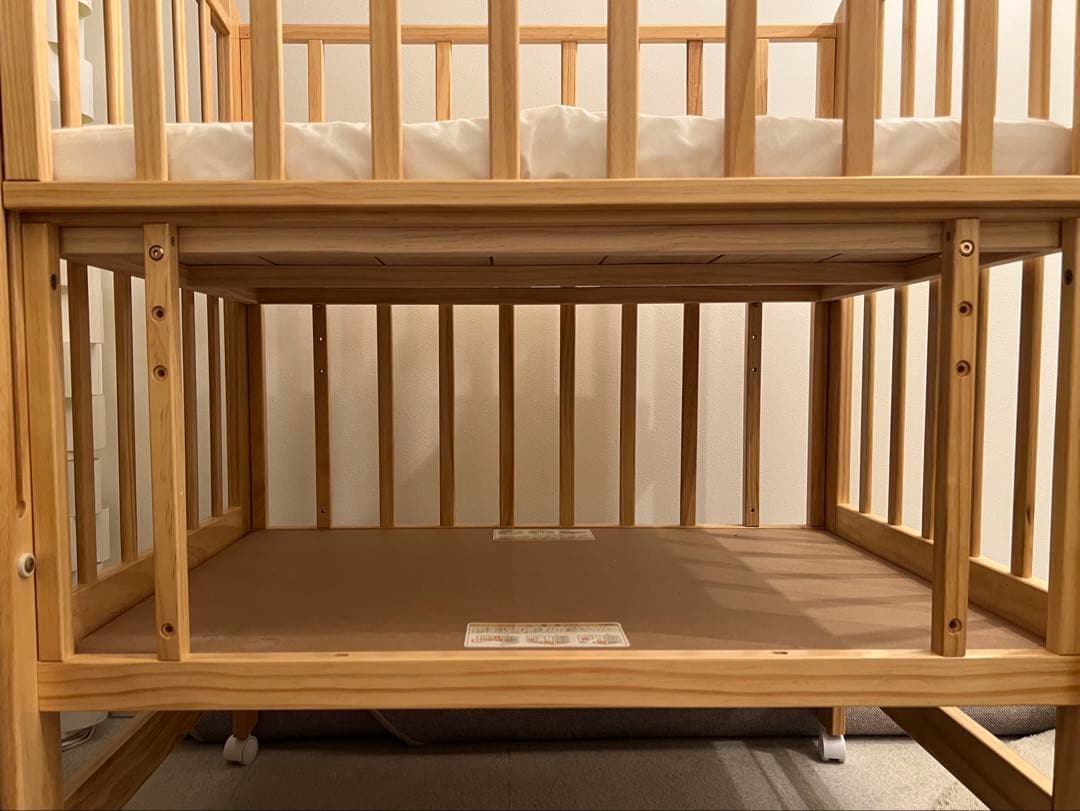 木製ベビーベッド 70x120cm 寝具セット