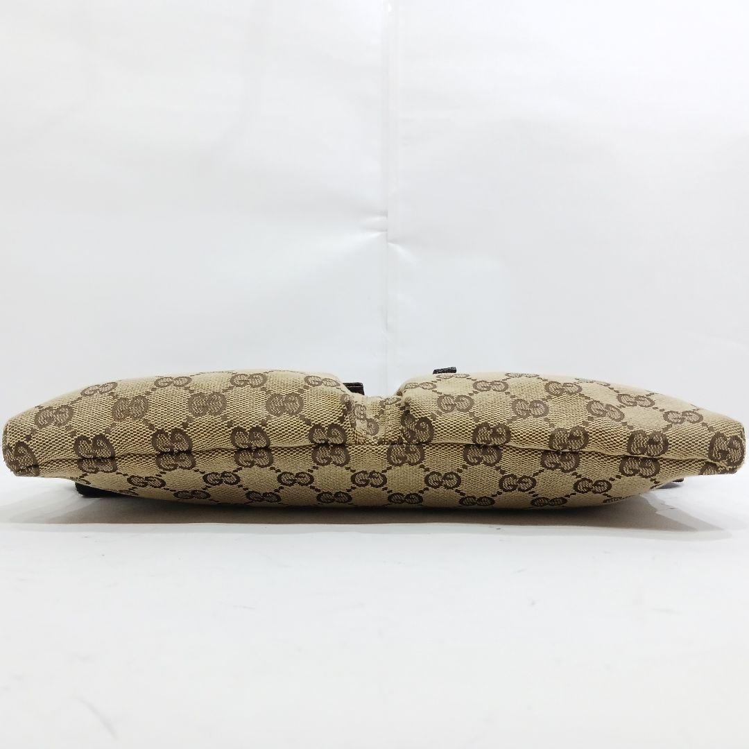 【美品】グッチ ボディバッグ ウエストポーチ レザー×キャンバス GG ブラウン