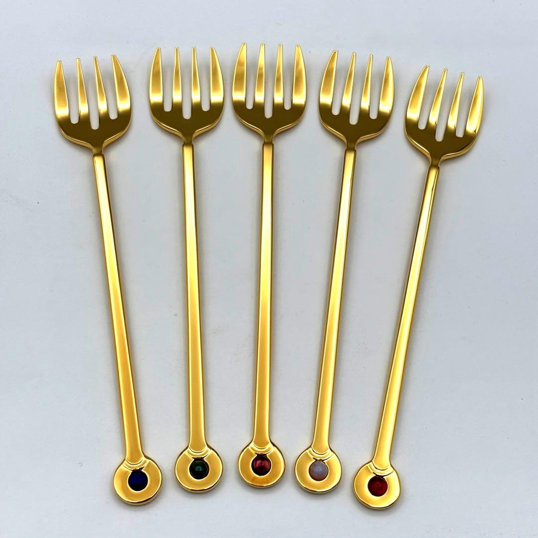 MIKIMOTO ミキモト 半貴石カトラリー フォーク 5本セット