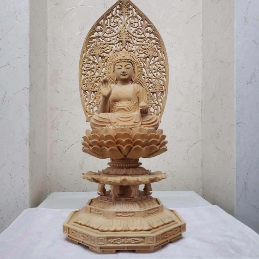 Ｂフライデー蔵出し特価仏像★ヒバ材 薬師如来坐像4.5寸★お薬師様総高さ50cm