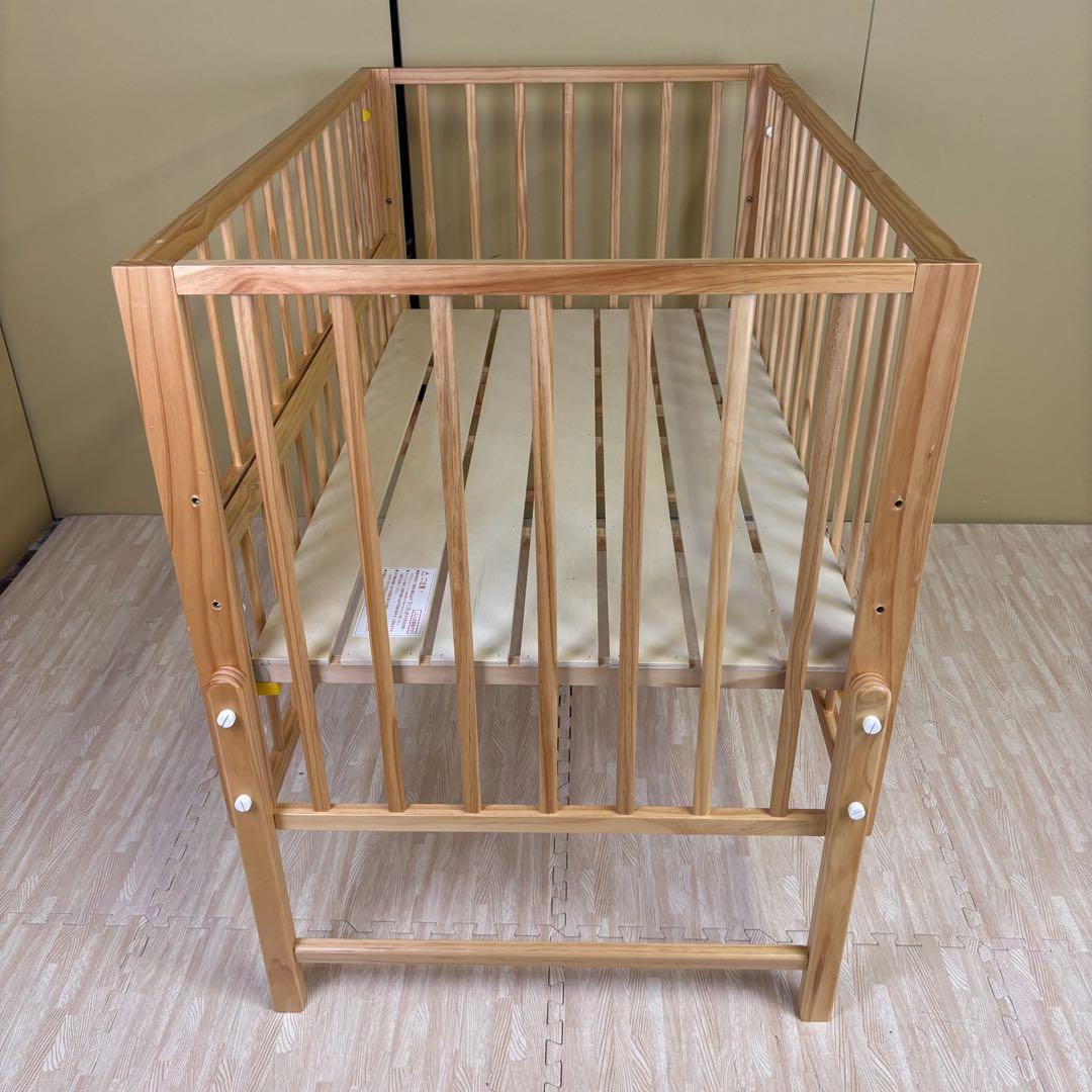 除菌清掃済　☆美品☆　大和屋　キホン　ベビーベッド　ナチュラル　すのこ床板