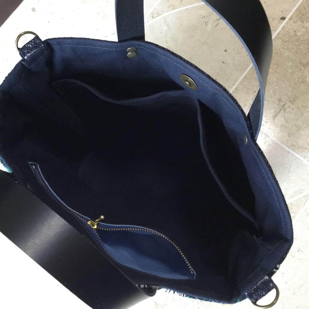 ミナペルホネンrosy ネイビー楕円底 トートバッグ　ハンドメイド